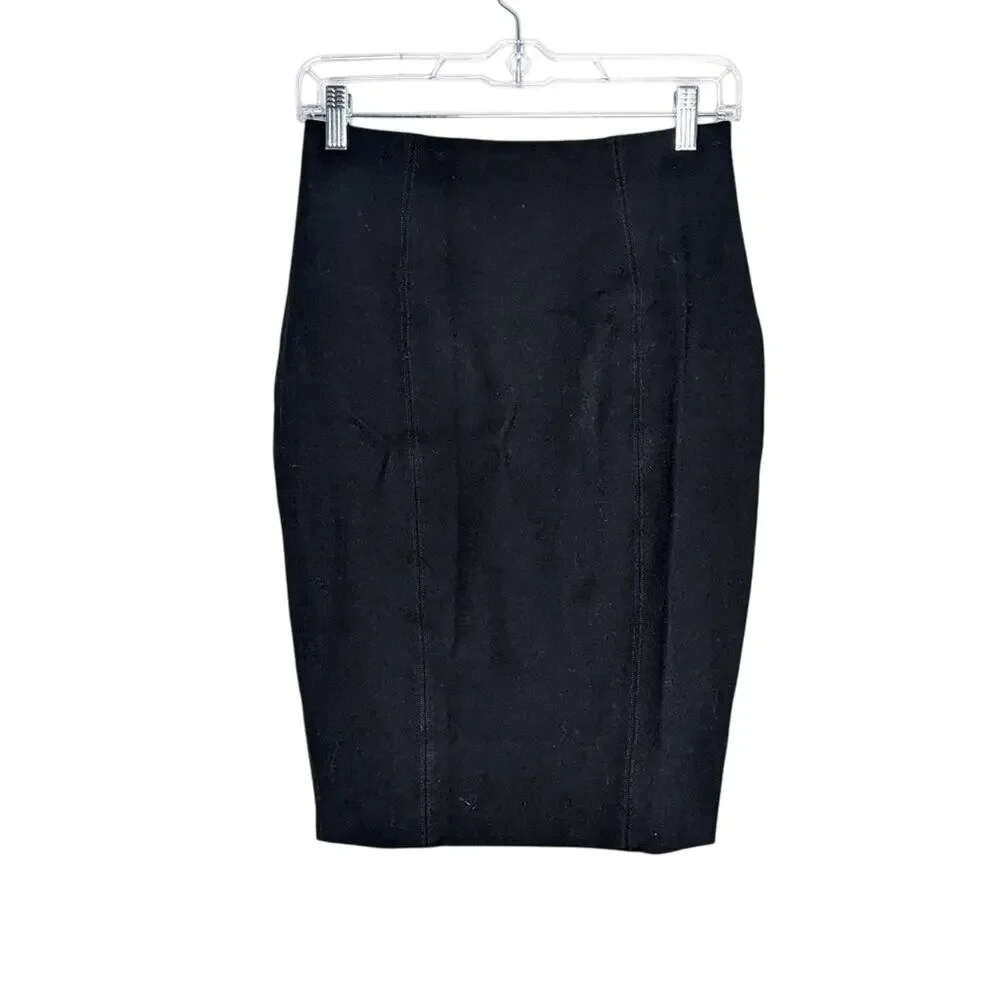 Spanx Black Stretch Slimming Pencil Skirt Double Back Slit Seam Detail Size S